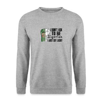Algerian Pride Algeria Flag Grown Algerian Roots - Unisex Sweatshirt - salt & pepper - Front - Alina (178cm) & Michal (187cm)