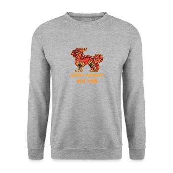 Chinesisches Neujahr Drache China Asian I Geschenk - Unisex Pullover - Weißgrau meliert - Vorne - Alina (178cm) & Michal (187cm)
