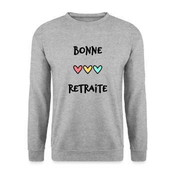 RETRAITE. RETRAITE. RETRAITEE. SENIOR. MAMIE. PAPY - Sweat-shirt Unisexe - gris chiné - Devant - Alina (178cm) & Michal (187cm)