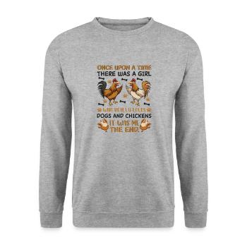 Hund Hühner Farmer Hühner Hunde Liebhaber - Unisex Pullover - Weißgrau meliert - Vorne - Alina (178cm) & Michal (187cm)