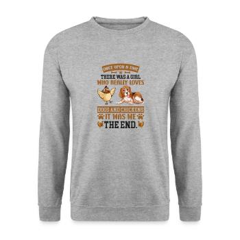 Chien Poulets Fermier Poulets Amoureux Chiens Amour - Sweat-shirt Unisexe - gris chiné - Devant - Alina (178cm) & Michal (187cm)