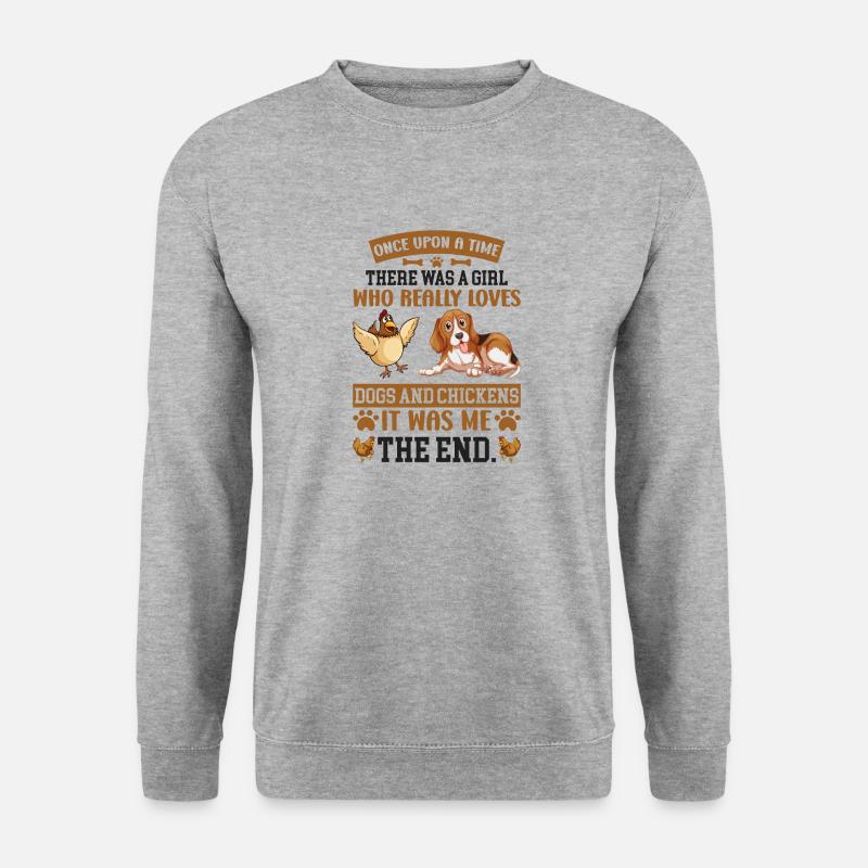 Hund Hühner Farmer Hühner Liebhaber Hunde Liebhabe - Unisex Pullover - Weißgrau meliert