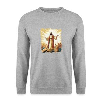 esus Dans la résurrection glorieuse avec les croyants - Sweat-shirt Unisexe - gris chiné - Devant - Alina (178cm) & Michal (187cm)