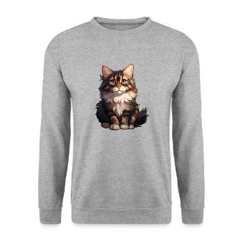 Maine Coon Cat - Unisex Sweatshirt - salt & pepper - Front - Alina (178cm) & Michal (187cm)