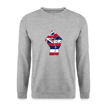 Bundesstaat Hawaii Flagge Stolz Eingeborene Heimat Familie - Unisex Pullover - Weißgrau meliert - Vorne - Alina (178cm) & Michal (187cm)