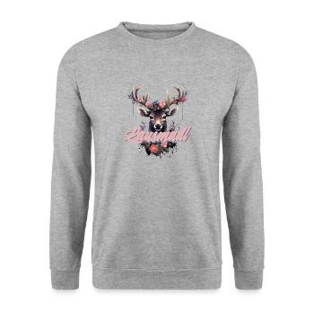 Lausmadl Mädchen Damen Trachtenshirt Kind Madl - Unisex Pullover - Weißgrau meliert - Vorne - Alina (178cm) & Michal (187cm)