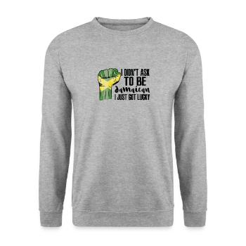 Jamaican Pride Jamaica Flag Grown Jamaican Roots - Unisex Sweatshirt - salt & pepper - Front - Alina (178cm) & Michal (187cm)