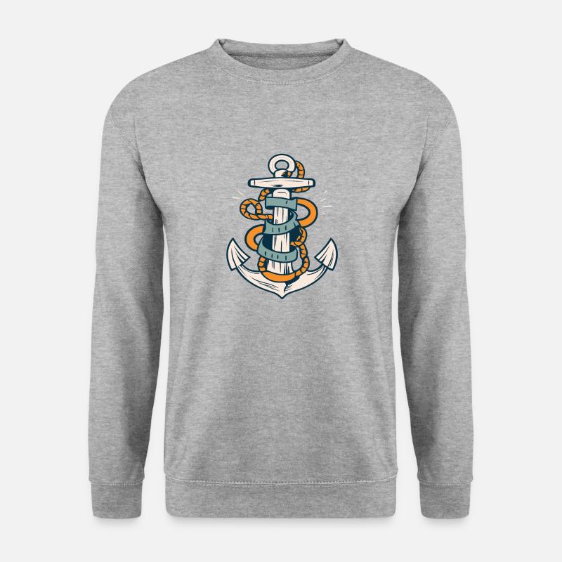 Anker - Unisex Pullover - Weißgrau meliert