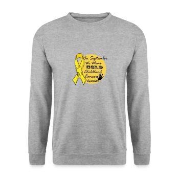 In September We Wear Gold Childhood Cancer Awarene - Sweat-shirt Unisexe - gris chiné - Devant - Alina (178cm) & Michal (187cm)