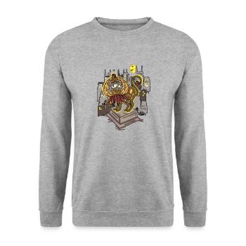 Halloween In der Stadt - Unisex Pullover - Weißgrau meliert - Vorne - Alina (178cm) & Michal (187cm)
