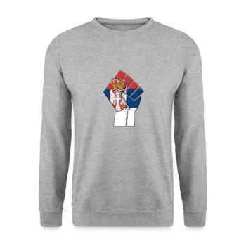 Drapeau de la Serbie Pays serbe Fierté Ascendance autochtone - Sweat-shirt Unisexe - gris chiné - Devant - Alina (178cm) & Michal (187cm)