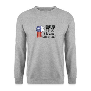 Chilean Pride Chile Flag Grown Chilean Roots - Unisex Sweatshirt - salt & pepper - Front - Alina (178cm) & Michal (187cm)