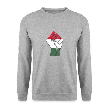 Drapeau de la Hongrie Pays hongrois Fierté natif - Sweat-shirt Unisexe - gris chiné - Devant - Alina (178cm) & Michal (187cm)