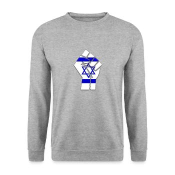 Drapeau d’Israël Fierté du pays israélien Ascendance autochtone - Sweat-shirt Unisexe - gris chiné - Devant - Alina (178cm) & Michal (187cm)