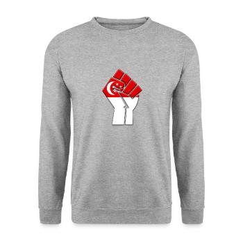 Singapur-Flagge Country Pride Native Abstammung - Unisex Pullover - Weißgrau meliert - Vorne - Alina (178cm) & Michal (187cm)