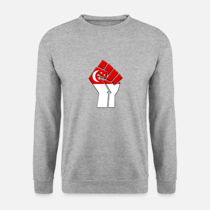 Singapur-Flagge Country Pride Native Abstammung - Unisex Pullover - Weißgrau meliert