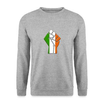 Irland-Flagge Irischer Landstolz Einheimische Abstammung - Unisex Pullover - Weißgrau meliert - Vorne - Alina (178cm) & Michal (187cm)
