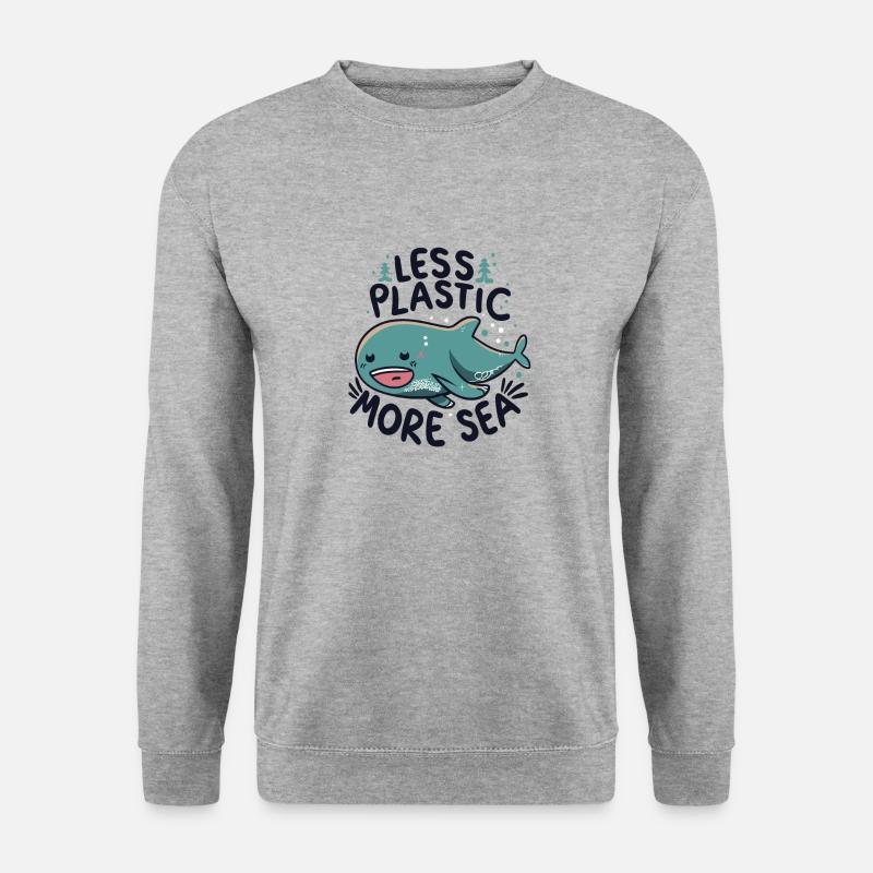 Less Plastic More Sea - Unisex Pullover - Weißgrau meliert