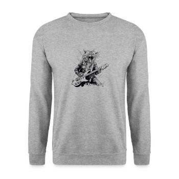 Chat avec guitare - Sweat-shirt Unisexe - gris chiné - Devant - Alina (178cm) & Michal (187cm)