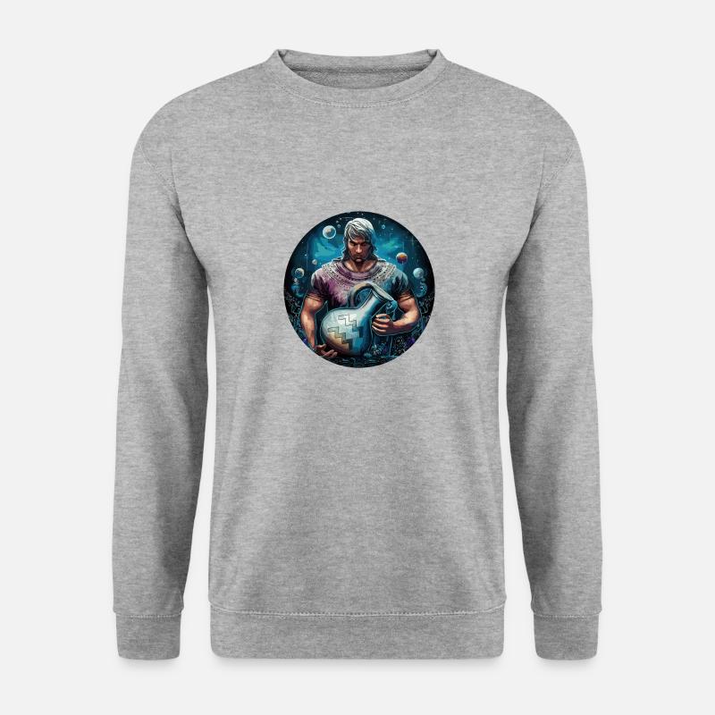 Sternzeichen Wassermann - Unisex Pullover - Weißgrau meliert