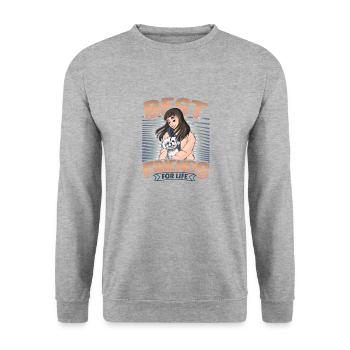 Nur Ein Mädchen, Das Malteserhunde Liebt - Unisex Pullover - Weißgrau meliert - Vorne - Alina (178cm) & Michal (187cm)