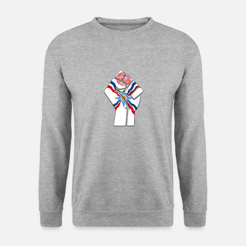 Assyrische Flagge - Unisex Pullover - Weißgrau meliert
