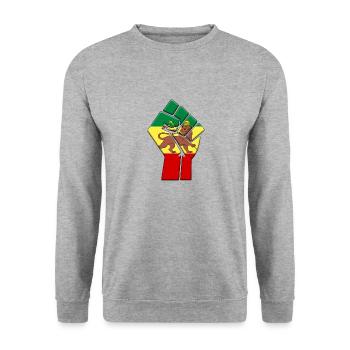 Rastafari-Flagge - Unisex Pullover - Weißgrau meliert - Vorne - Alina (178cm) & Michal (187cm)