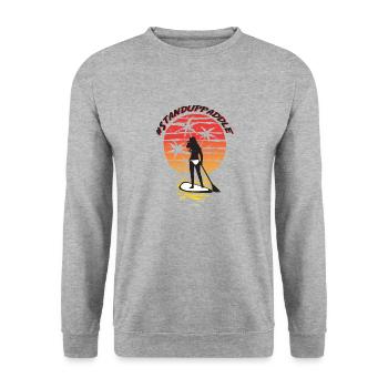 SUP - Unisex Pullover - Weißgrau meliert - Vorne - Alina (178cm) & Michal (187cm)