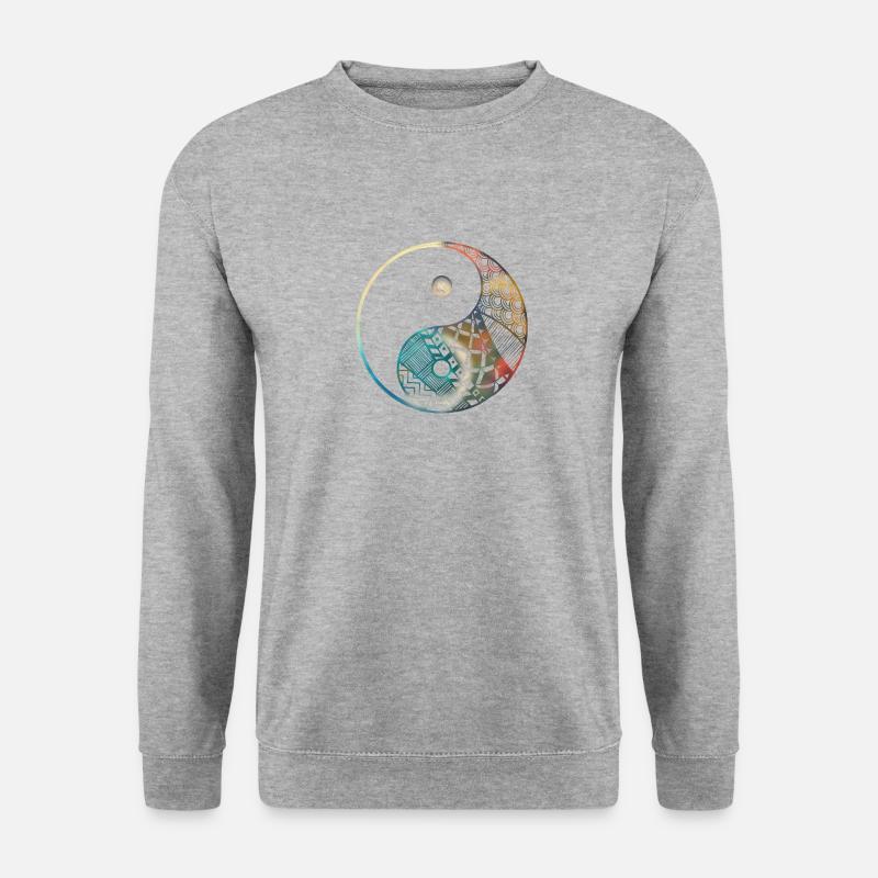 Yin Yang Kunst Fantasie Kreative Kunst Tai Chi Symbol - Unisex Pullover - Weißgrau meliert