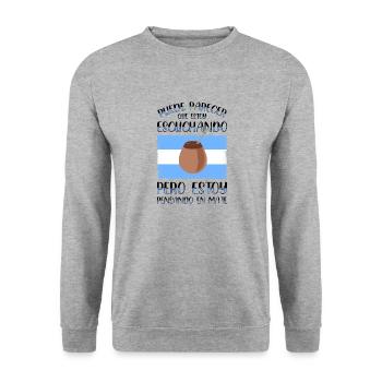 Drapeau de l’Argentine Thé yerba maté argentin - Sweat-shirt Unisexe - gris chiné - Devant - Alina (178cm) & Michal (187cm)