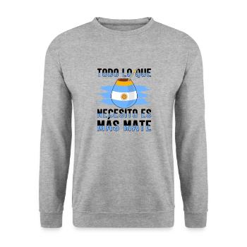 Drapeau de l’Argentine Thé yerba maté argentin - Sweat-shirt Unisexe - gris chiné - Devant - Alina (178cm) & Michal (187cm)