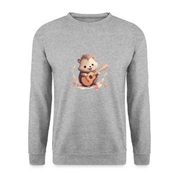 Hedgehog joue de la guitare - Sweat-shirt Unisexe - gris chiné - Devant - Alina (178cm) & Michal (187cm)