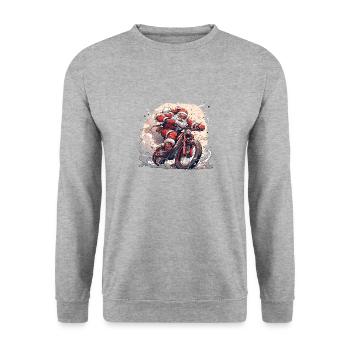 Vélo Père Noël - Sweat-shirt Unisexe - gris chiné - Devant - Alina (178cm) & Michal (187cm)