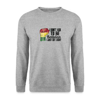 Bolivianischer Stolz Bolivianische Flagge - Unisex Pullover - Weißgrau meliert - Vorne - Alina (178cm) & Michal (187cm)