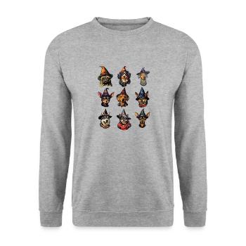 Halloween-Hunde - Unisex Pullover - Weißgrau meliert - Vorne - Alina (178cm) & Michal (187cm)