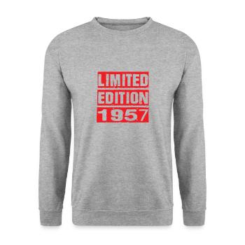 Limited Edition 1957 Geburtstag 1957 Vintage Retro - Unisex Pullover - Weißgrau meliert - Vorne - Alina (178cm) & Michal (187cm)
