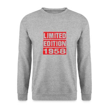 Limited Edition 1958 Geburtstag 1958 Vintage Retro - Unisex Pullover - Weißgrau meliert - Vorne - Alina (178cm) & Michal (187cm)