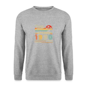 Septembre 1990 Rétro Vintage Cadeau d’anniversaire - Sweat-shirt Unisexe - gris chiné - Devant - Alina (178cm) & Michal (187cm)
