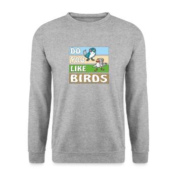 AIMEZ-VOUS LES OISEAUX - Sweat-shirt Unisexe - gris chiné - Devant - Alina (178cm) & Michal (187cm)