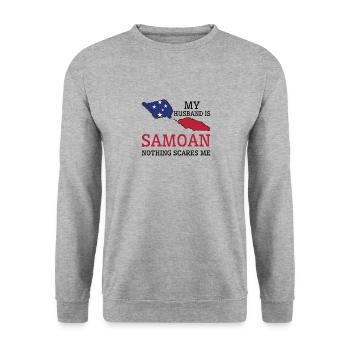 Rien ne me fait peur Ma femme est samoane - Sweat-shirt Unisexe - gris chiné - Devant - Alina (178cm) & Michal (187cm)