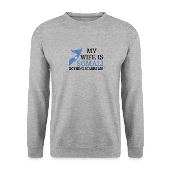 Rien ne me fait peur Ma femme est somalienne - Sweat-shirt Unisexe - gris chiné - Devant - Alina (178cm) & Michal (187cm)