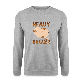 Kitty Fat Cat Lover Meme Kitten Meow Chonk Cat - Unisex Pullover - Weißgrau meliert - Vorne - Alina (178cm) & Michal (187cm)
