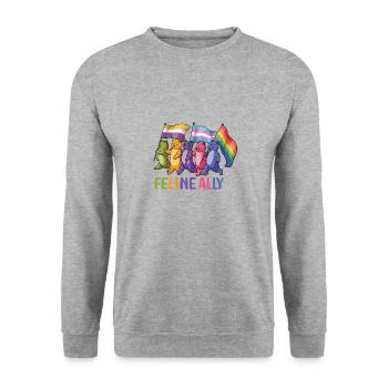 Feline Ally Cat Owner LGBTQ Rainbow Flag - Unisex Sweatshirt - salt & pepper - Front - Alina (178cm) & Michal (187cm)