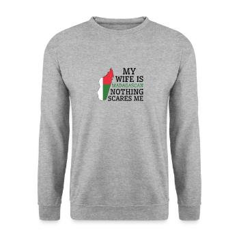 Nothing Scares Me My Wife Is Madagascan Husband - Unisex Sweatshirt - salt & pepper - Front - Alina (178cm) & Michal (187cm)