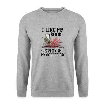 Book Lover Book Reader Coffee Lover - Sweat-shirt Unisexe - gris chiné - Devant - Alina (178cm) & Michal (187cm)