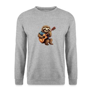 Faultier-Gitarrist - Unisex Pullover - Weißgrau meliert - Vorne - Alina (178cm) & Michal (187cm)