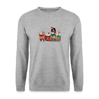Mainecoon Kaffeetassen Kaffeetassen Santa Cat - Unisex Pullover - Weißgrau meliert - Vorne - Alina (178cm) & Michal (187cm)
