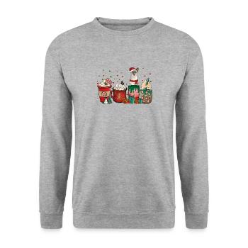 Siamese Coffee Coffee Cups Santa Cat - Unisex Sweatshirt - salt & pepper - Front - Alina (178cm) & Michal (187cm)
