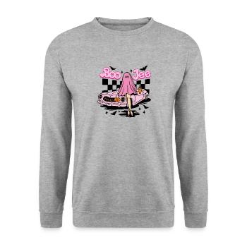 Boo Jee Boojee Halloween Costume de fantôme drôle - Sweat-shirt Unisexe - gris chiné - Devant - Alina (178cm) & Michal (187cm)