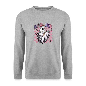 Boo Jee Boojee Halloween Costume de fantôme drôle - Sweat-shirt Unisexe - gris chiné - Devant - Alina (178cm) & Michal (187cm)